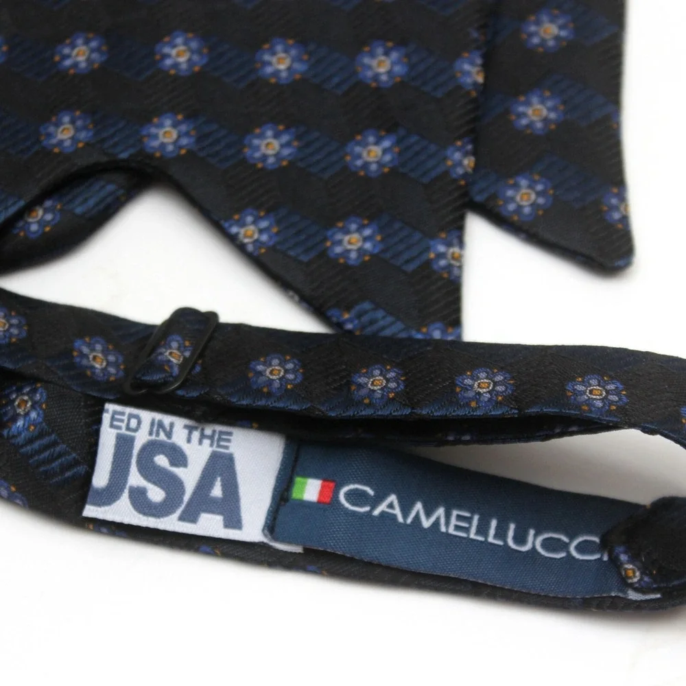 Men's Self-tied Large Bow Tie Navy Blue Silk Butterfly Bowtie Big‎ bow tie S564